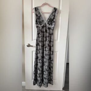 Elegant Black and White Floral Dress